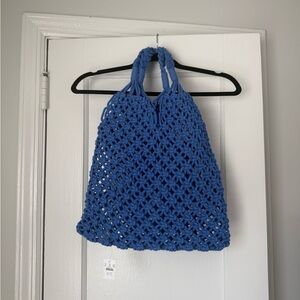 J Crew Blue Crochet Tote Bag